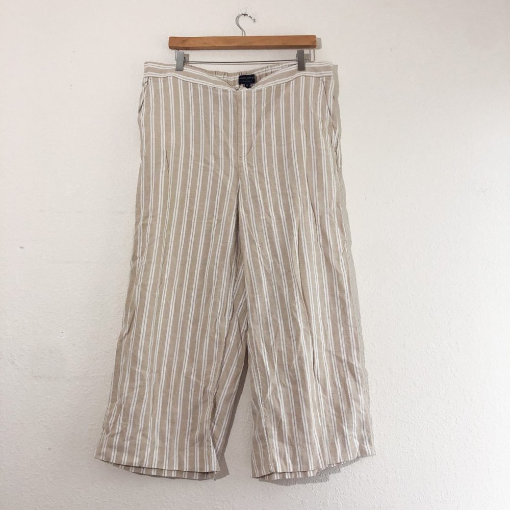 Banana Republic Factory Tan and White Striped Cropped Pants